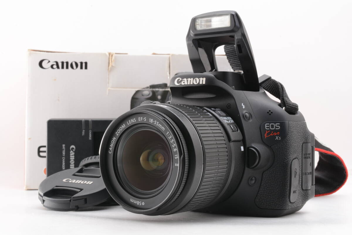 シャッター回数 2398回 動作品 キャノン Canon EOS Kiss X5 レンズ EF-S 18-55mm f3.5-5.6 デジタル一眼カメラ 箱 充電器付 管80F3313