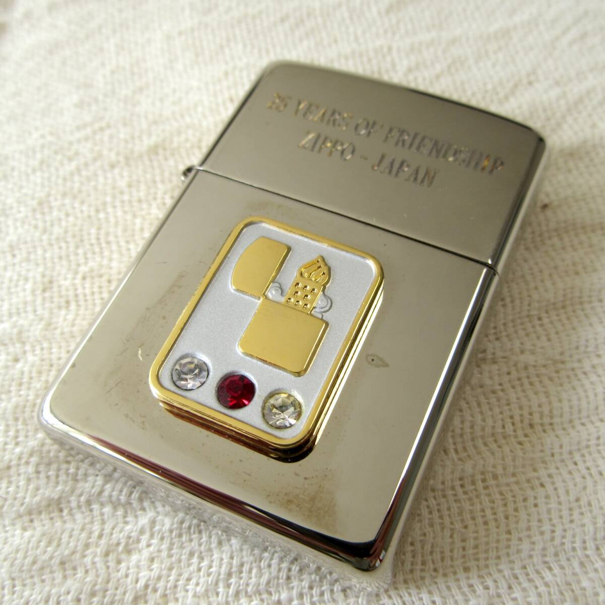 未使用Zippo★54【日米友好 25周年記念 25 YEARS OF FRIENDSHIP】オイルライター／タバコ／アメリカ／ジッポー／USA／日本／喫煙具／友達