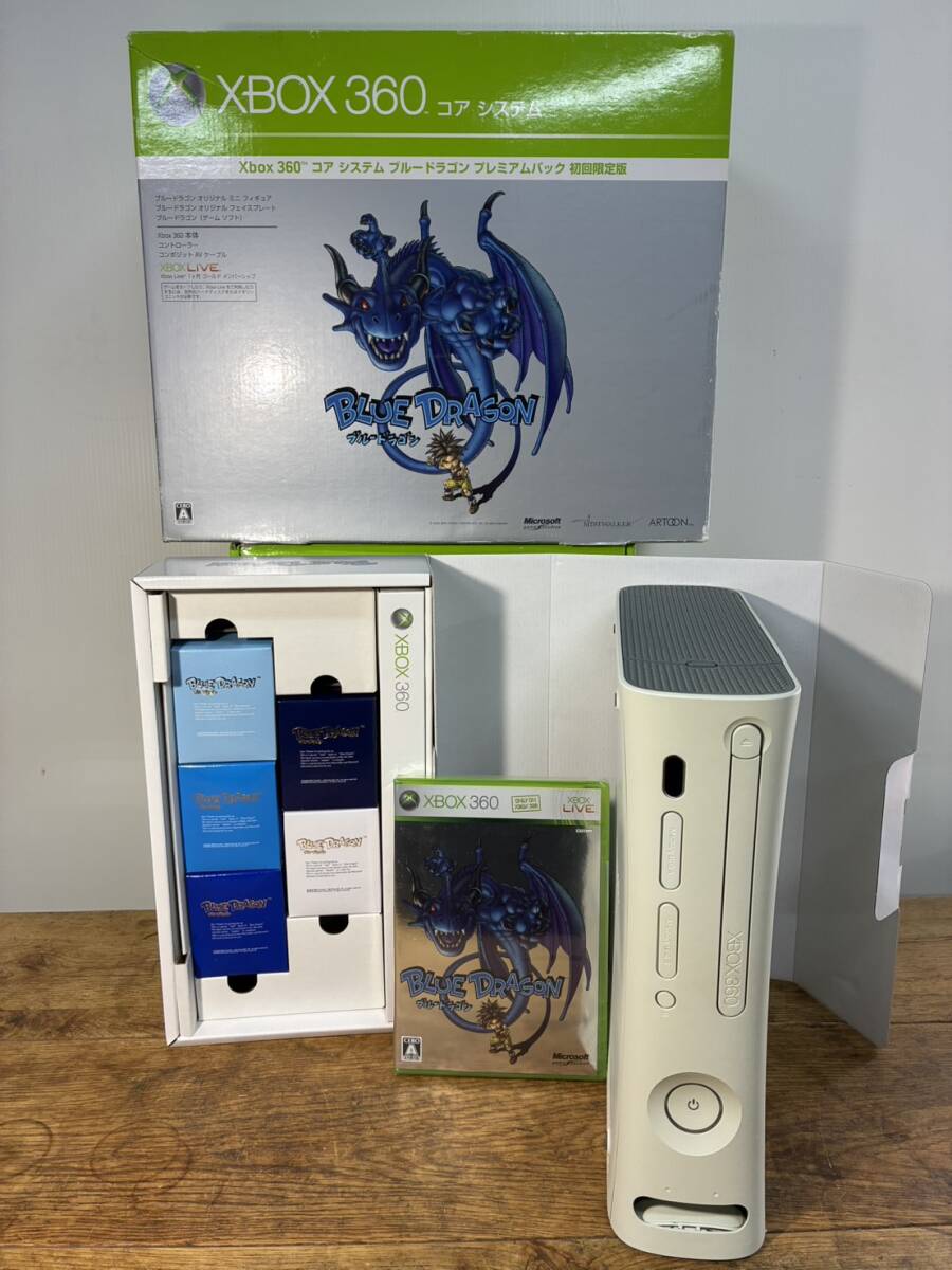 6-R-167/3-100 ★Xbox360★ コアシステム ブルードラゴン プレミアムパック 初回限定版 本体 ソフト フィギュア 動作確認済み ジャンク