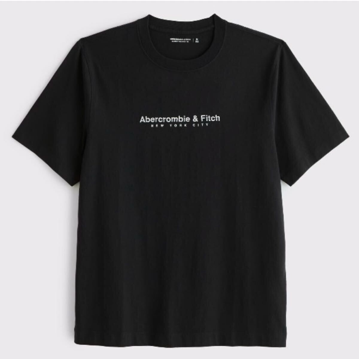 新品タグ付き★アバクロメンズの刺繍ロゴ Tシャツ★ブラック★サイズM