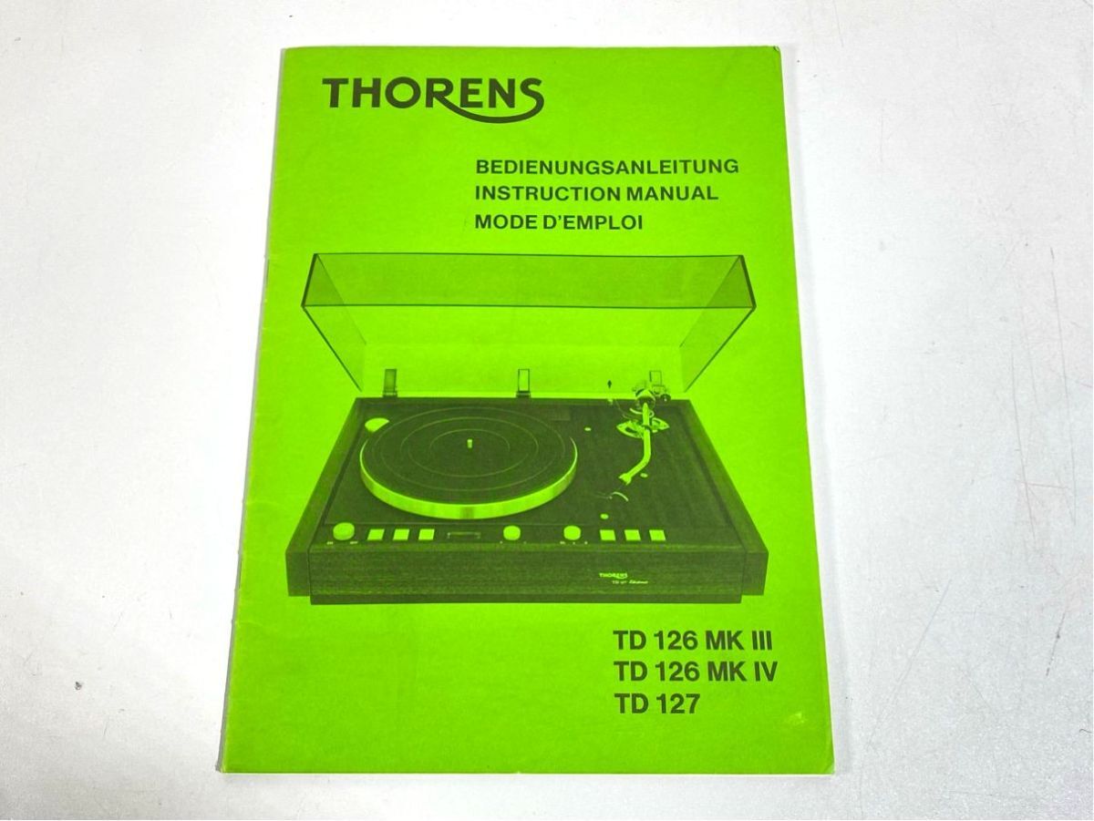 a4484 THORENS トーレンス TD126MK3 TD126MKIII TD126MK4 TD126MKIV TD127 ターンテーブル 用 取扱説明書 英文 原本 マニュアル