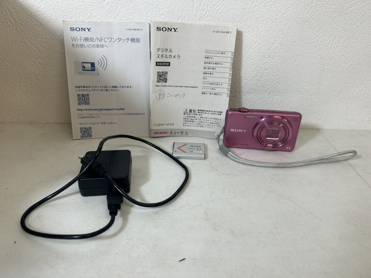 14771-042★ ♪動作確認済み♪ソニー/Sony Cyber-shot DSC-WX220 ピンク デジタルカメラ /バッテリー(NP-BN)/取扱説明書付★
