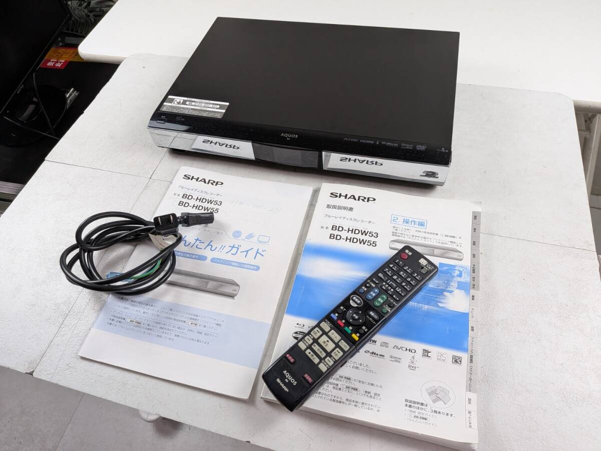 14758-043★SHARP シャープ AQUOS ブルーレイディスクレコーダー HDD500GB BD-HDW55 2010年製 ディスク再生不可 専用リモコン 通電確認済