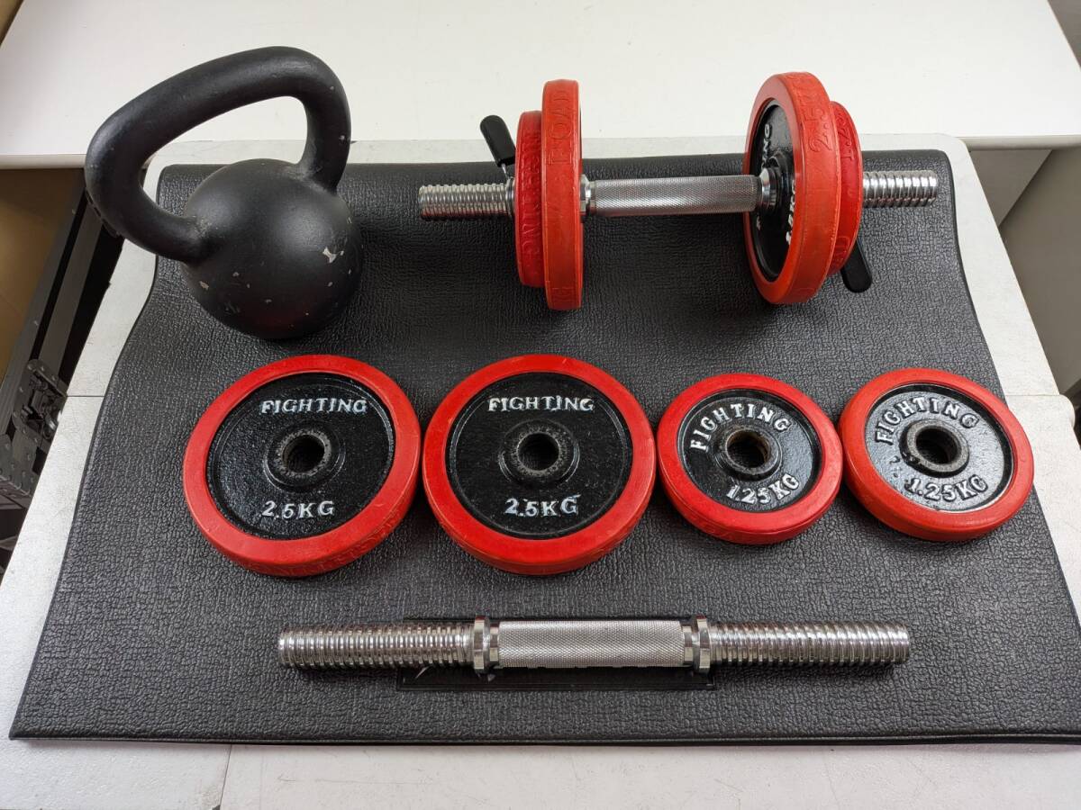 14682-043★直接引取限定/FIGHTIHG ROAD ファイティングロード 2.5/1.25 ウエイト×2 赤ラバープレート KETTLEBELLKON 12Kg /ダンベル★