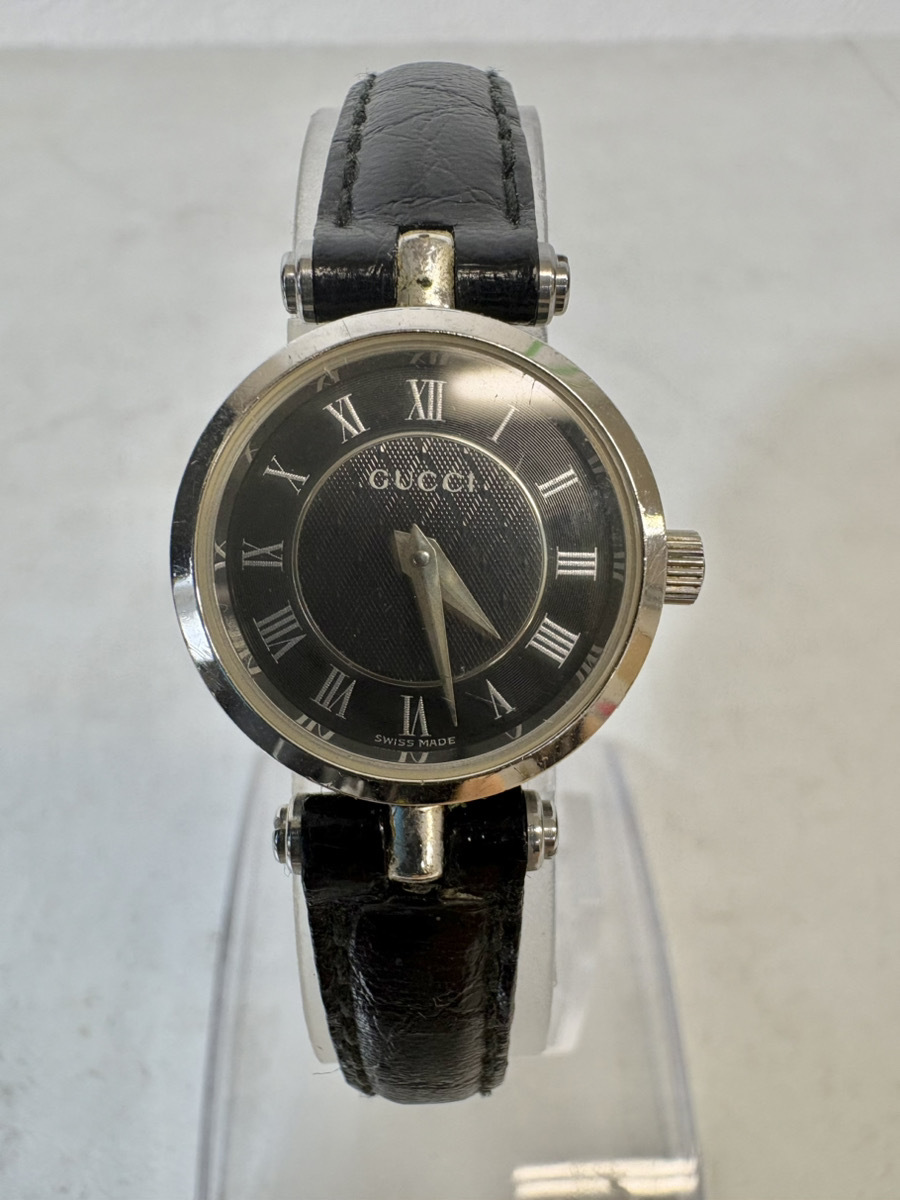 14739-014★GUCCI グッチ 2040L レディース腕時計 ブラック文字盤 レザーベルト クォーツ 正箱 保証書付き★