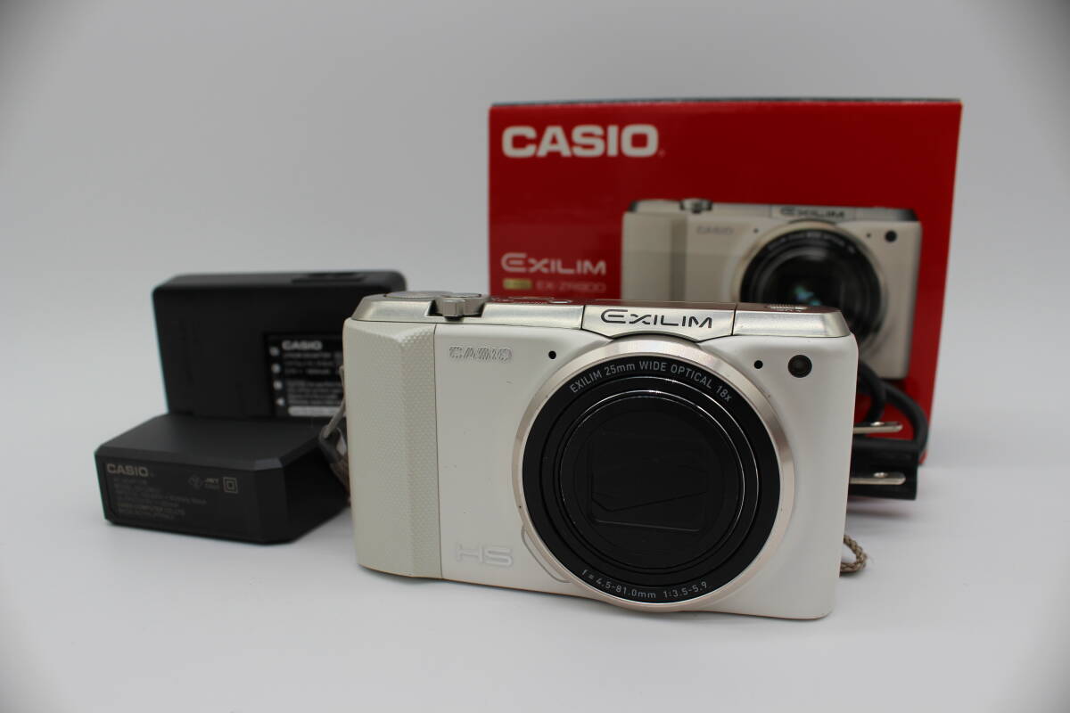 ★動作品★CASIO EXILIM HS EX-ZR800 ホワイト 元箱，バッテリー，充電器，コード付き カシオ エクシリム #286