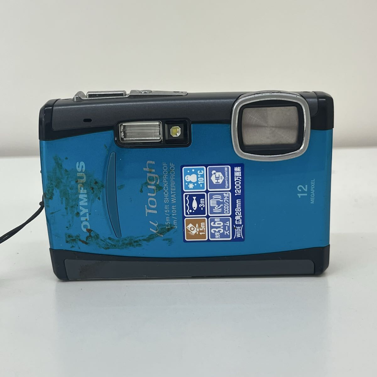 【ジャンク】OLYMPUS オリンパス μ Tough デジタルカメラ ブルー バッテリー欠品 動作未確認 正面汚れあり オールドコンデジ 本体のみ
