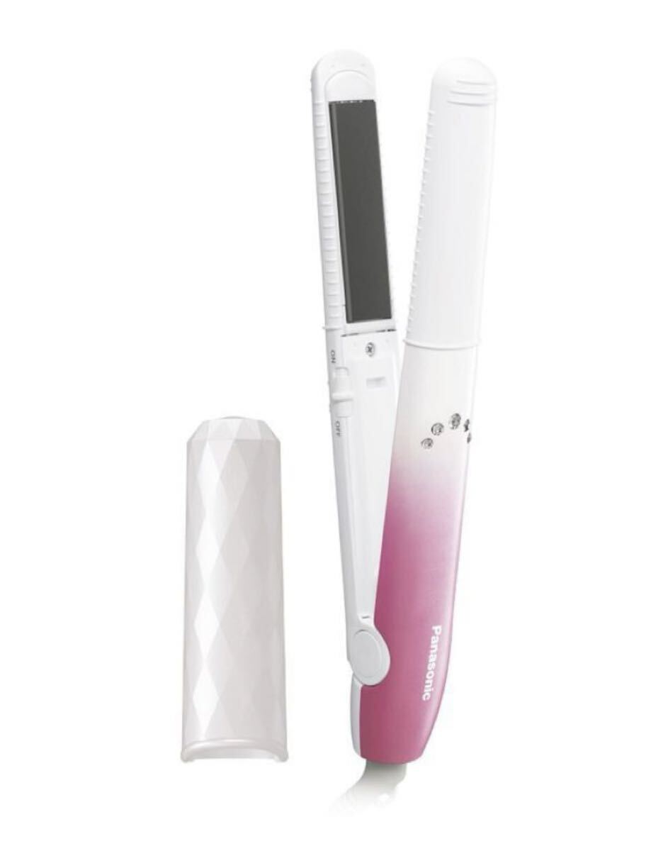 送料無料～（美品）パナソニック コンパクトアイロン カール・ストレート両用 （海外対応）2Way ピンク EH-HV14-P (W-57)