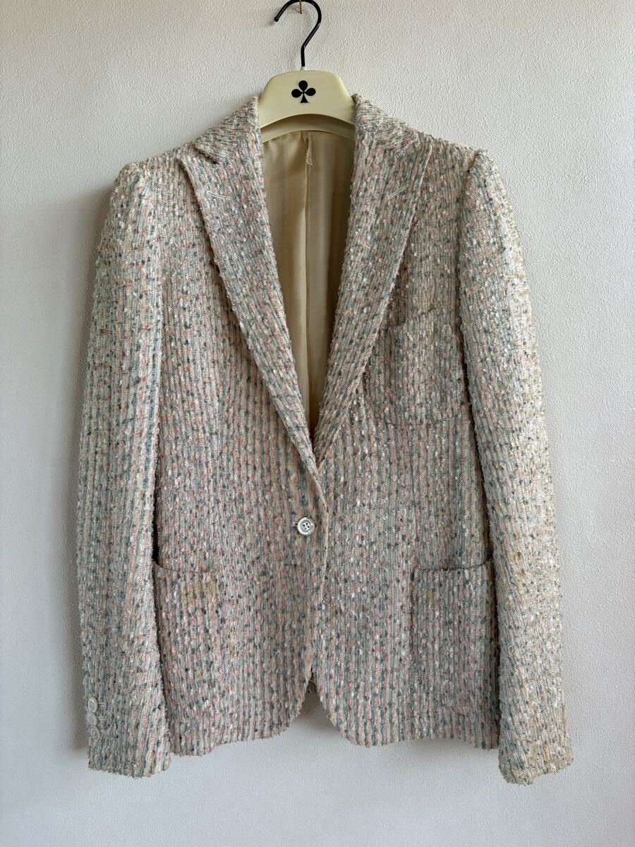 m's braqueエムズブラック《maisonBraque》シルク ツイードジャケット　アンティーク生地使用　希少レア！ size38