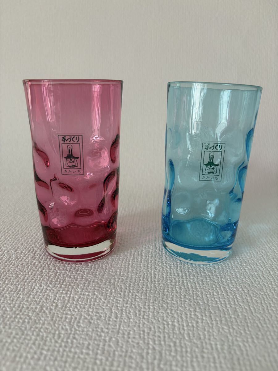 北一硝子《きたいちがらす》手作りタンブラーグラス ペア2個セットグラス　昭和レトロ　レア