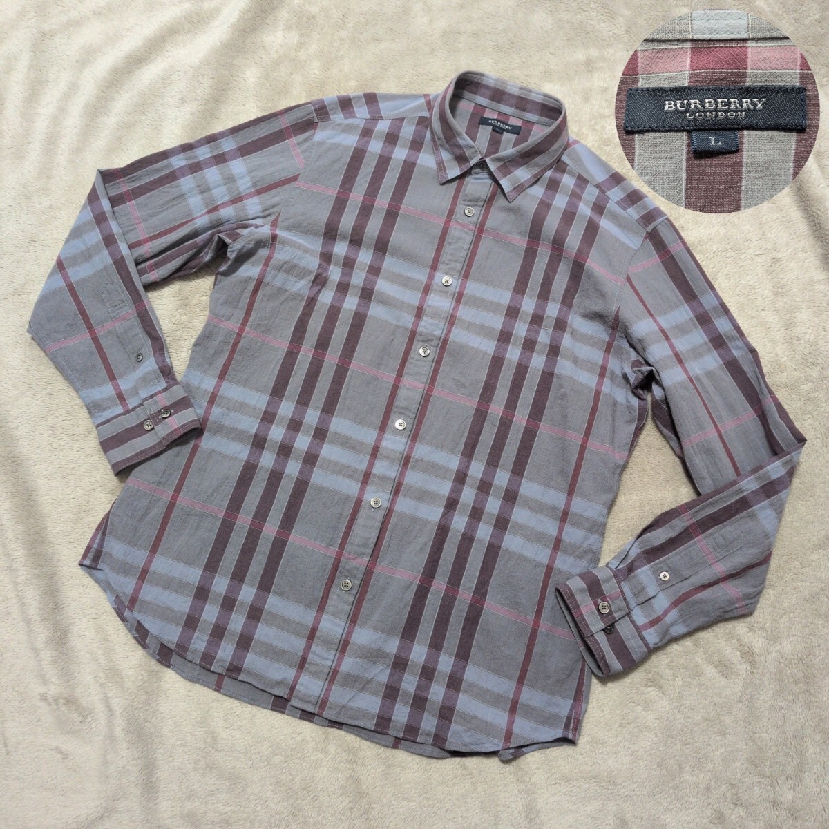 BURBERRY LONDON バーバリー 長袖シャツ ノバチェック 日本製 L 