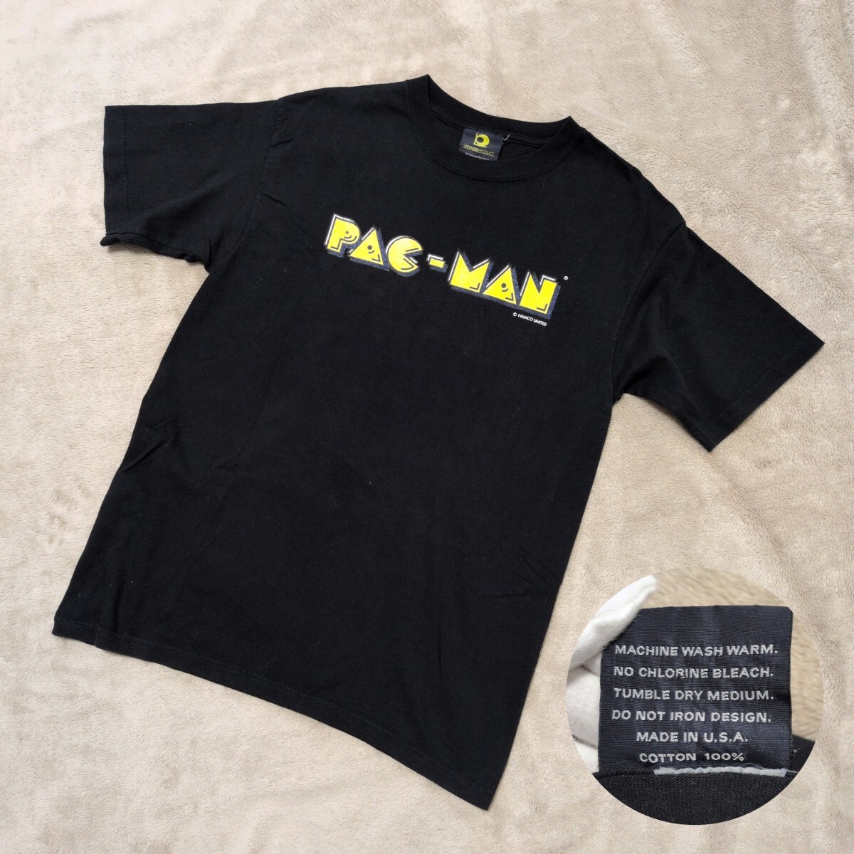 美品★PAC-MAN パックマン Tシャツ 黒 USA製 NAMCO LIMITED ナムコリミテッド Mサイズ LICENSED PRODUCT