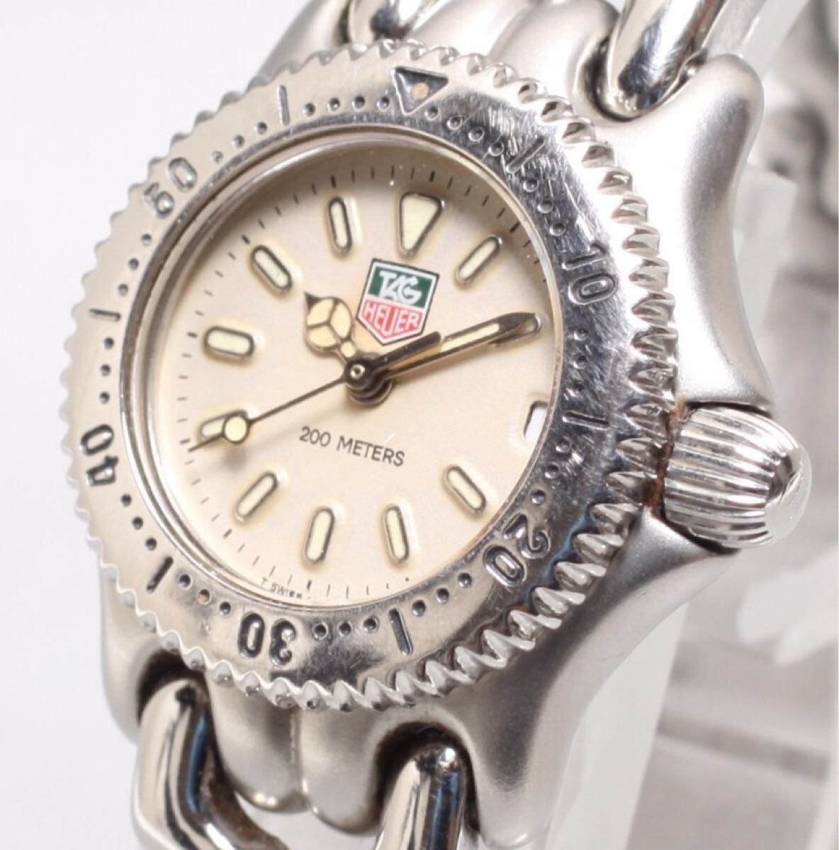 TAG HEUER タグホイヤー S99.008M デイト QZ クリーム文字盤 レディース腕時計