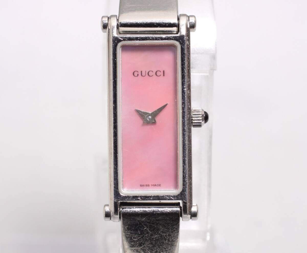 GUCCI グッチ 1500L 腕時計 SS クオーツ アナログ表示 レディース ピンクシェル文字盤