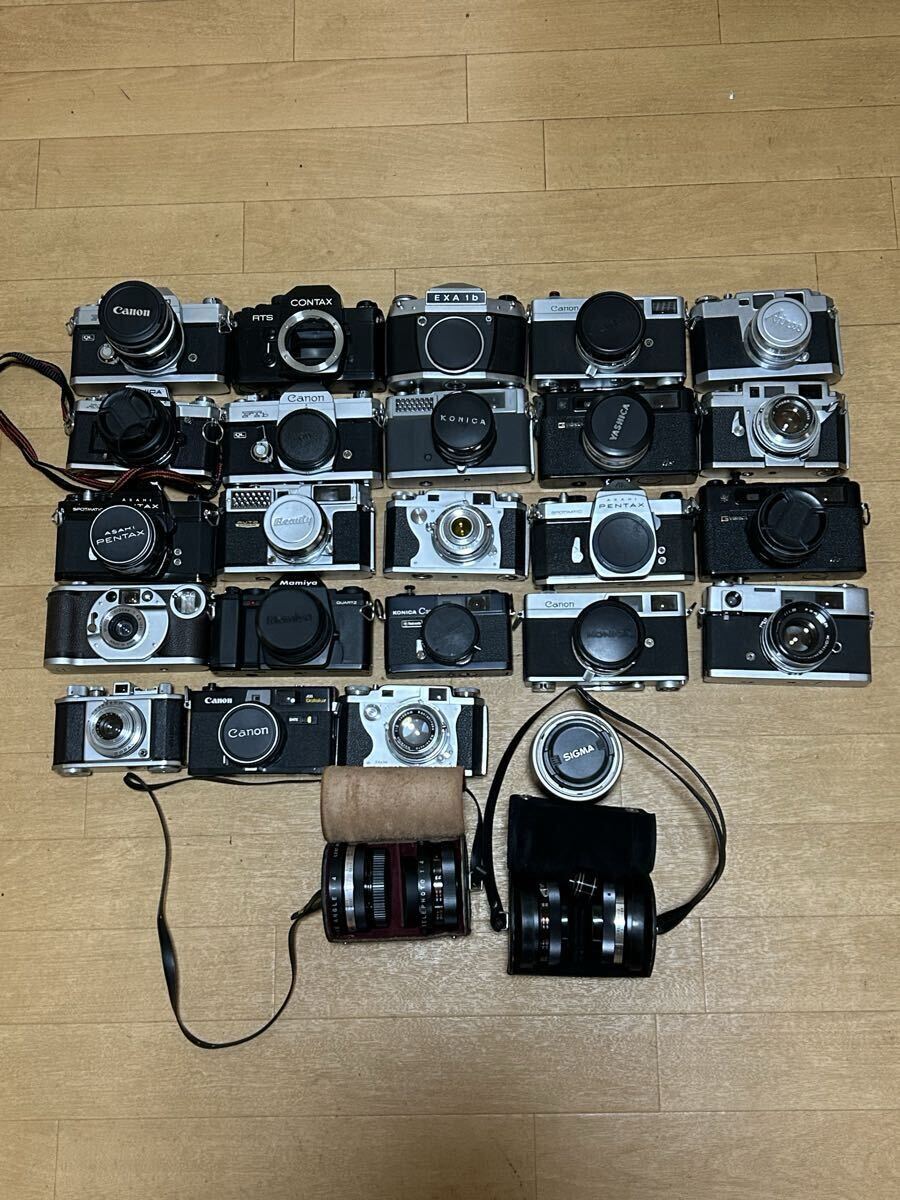 ☆ジャンク☆一眼レフ カメラ、レンズ まとめて23台セット Canon、PENTAX、Konica等