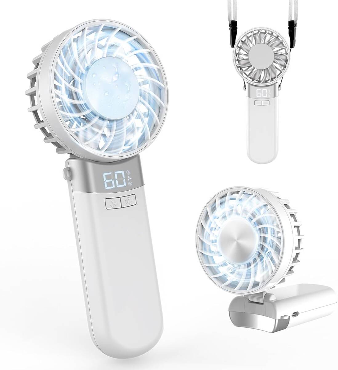 353　【2026新登場 -25℃瞬間冷却】ハンディファン 冷却プレート搭載 （イオン発生 アロマ対応 空気清浄） LEDディスプレイ表示 冷却ファン