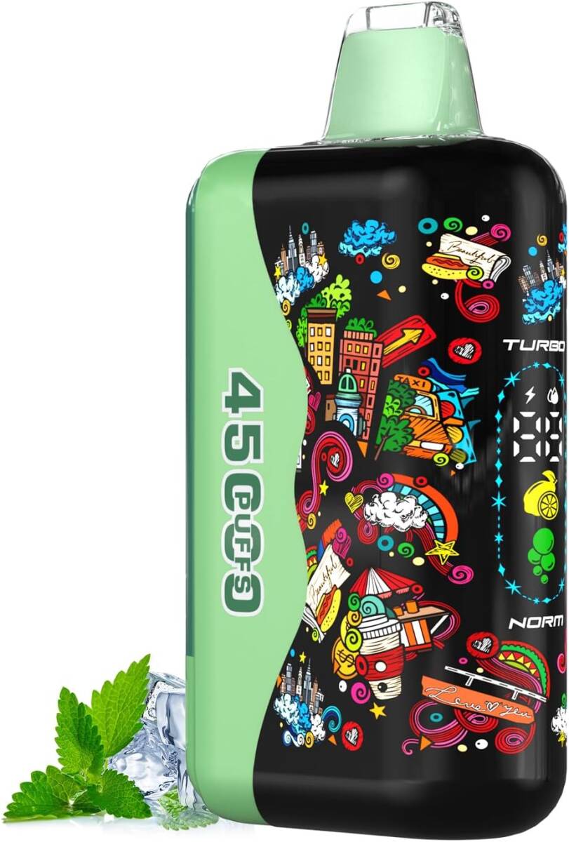 269　電子タバコ 使い捨て【１本でミックスフレーバー吸える可能 気分転換 3D曲面ディスプレイ搭載】VAPE ベイプ シーシャ 45000回吸引可能