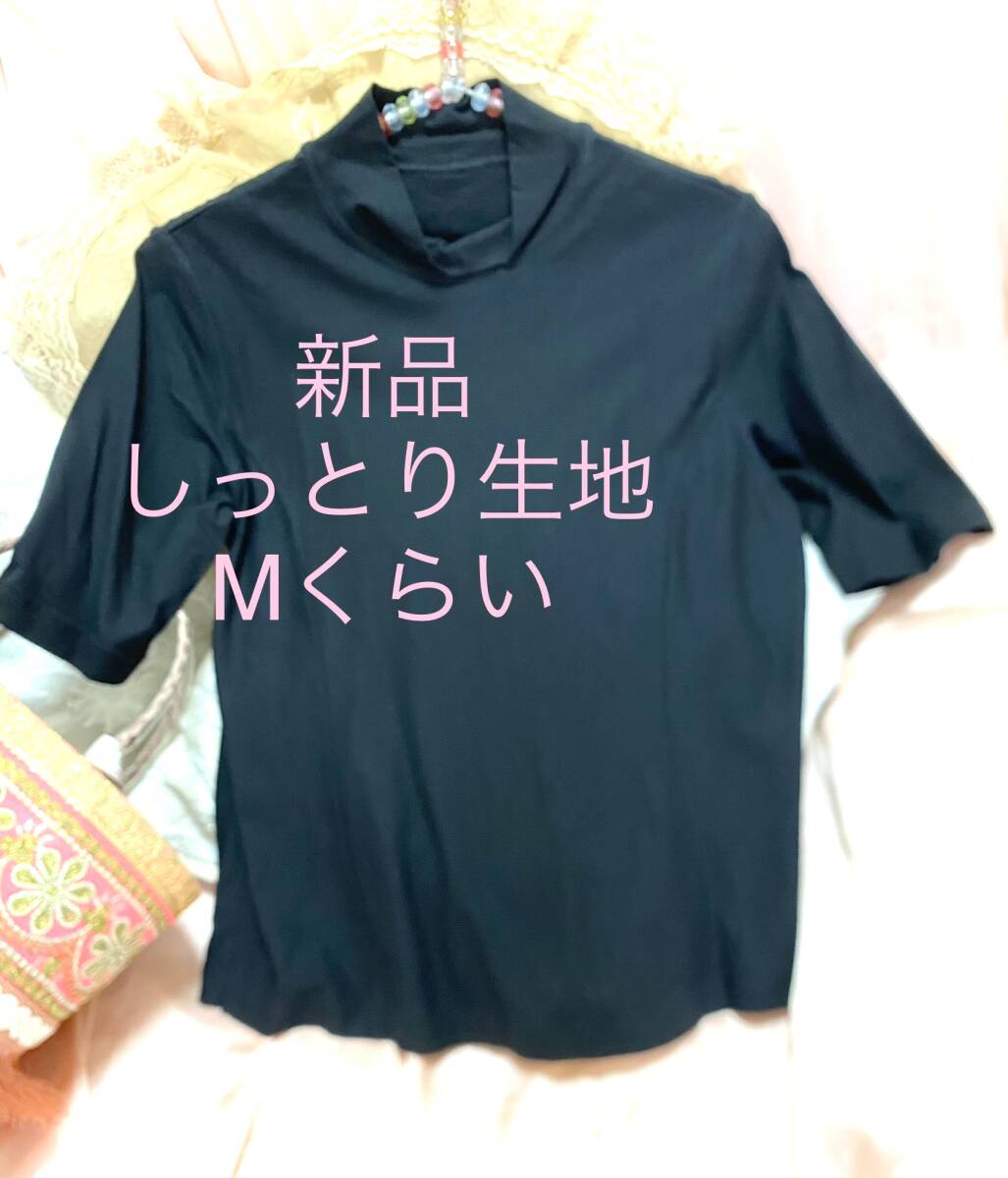 半袖 カットソー　Tシャツ ブラウス　ブラック フォーマル　黒 　ボトリングシャツ 韓国風　冠婚葬祭　インナー　Mくらい