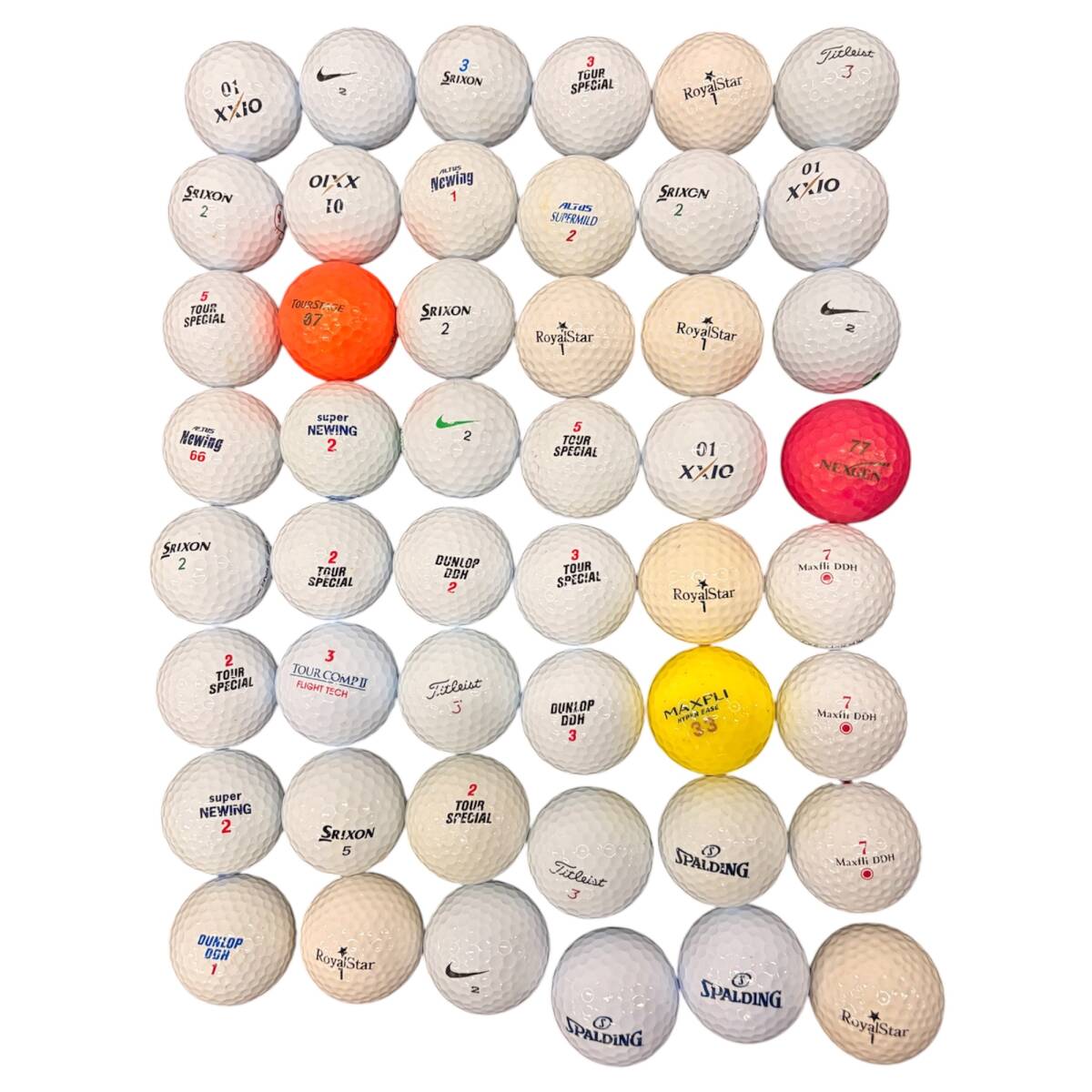 １円スタート【美品】NIKE ナイキ ROYALSTAR ロイヤルスターなどゴルフボール48点セット ホワイト カラー スポーツ用品 ゴルフ用品 現状品