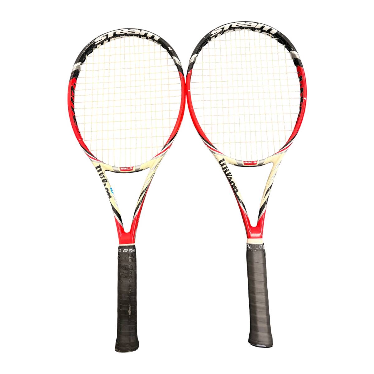 一円スタート WILSON ウィルソン SPIN EFFECT 99LS テニスラケット2点セット テニス用品 スポーツ用品 レッド ホワイト 現状品