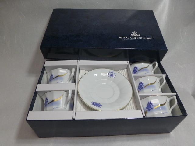 ロイヤルコペンハーゲン　ROYAL COPENHAGEN◇絹谷幸二◇青富士◇カップ&ソーサー◇５客◇中古品■送料無料