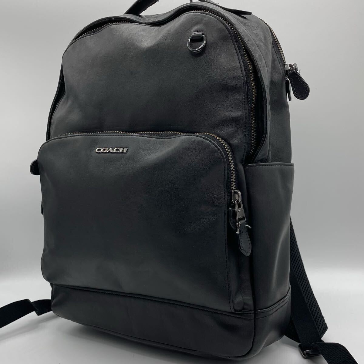 1円~ COACH コーチ グラハム グラハム リュック バックパック ビジネスバッグ ブラック 黒 A4サイズ収納 C2934 オールレザー 本革