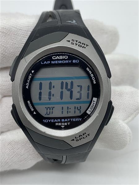 (A) 稼働品 カシオ CASIO 腕時計 PHYS フィズ ランナーウォッチ LAP MEMORY60 TOUGH BATTERY10 STR-300C ブラック 中古 保管品 16395