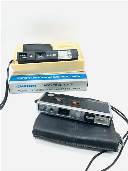 (A) カメラ 2個 まとめ ミノルタ Minolta AUTOPAK 450EX CHINON ポケットカメラ セット レトロ 1円～ ジャンク 動作未確認 現状品 16779
