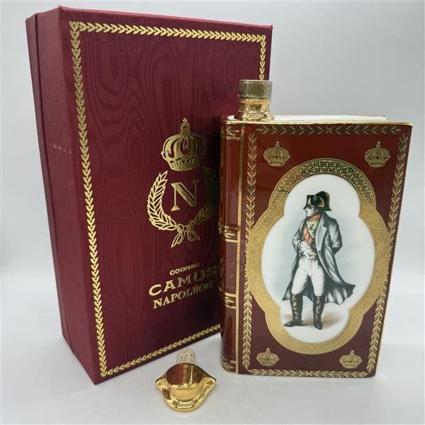 CAMUS カミュ NAPOLEON ナポレオン COGNAC コニャック ブック 赤 レッド陶器ボトル 古酒 洋酒 ブランデー ブック型 未開栓 1円 14056