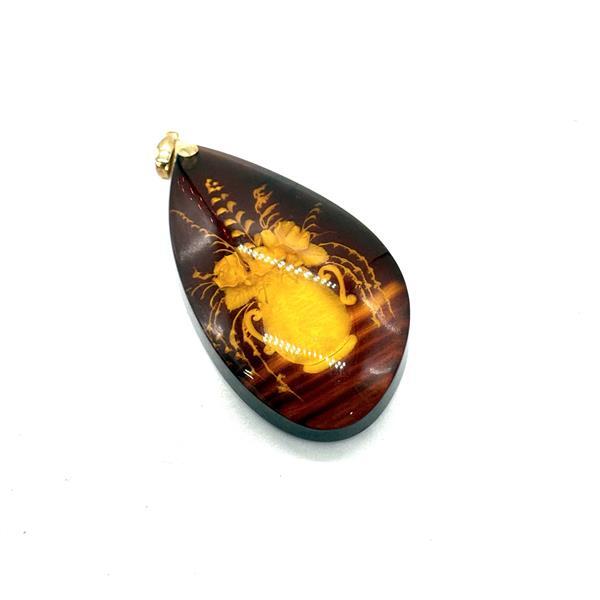 ペンダント トップ 石 K18刻印 金 ゴールド K18 茶色 ブラウン ネックレス アクセサリー ヴィンテージ レディース 地金 パーツ取 1円 14075