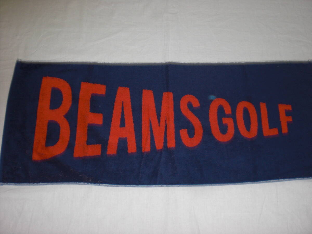 BEAMS GOLFビームスゴルフ・紺×赤 フェイスタオル 未使用染めムラあり