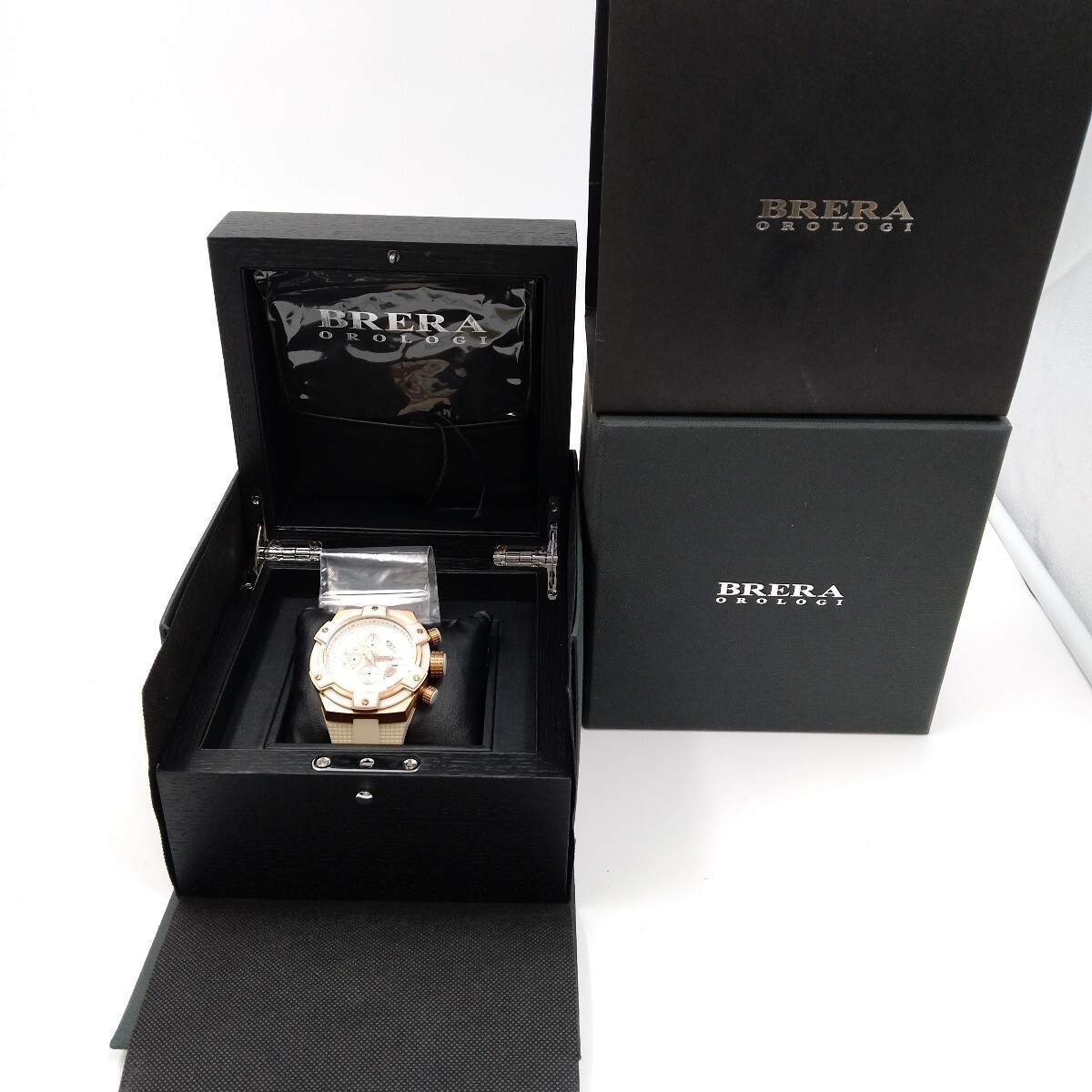 B BRERA OROLOGI ブレラオロロジ　AE05 腕時計 メンズ　クォーツ　箱付き　ホワイト　ブロンズゴールド　動作未確認