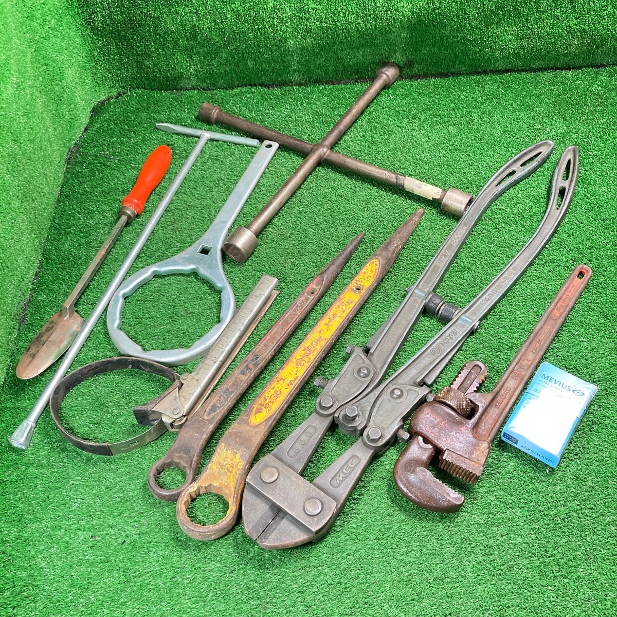 下清J508 ★計9本セット HIT/MCC他 作業工具各種■パイプレンチ350 ボルトクリッパ600 シノ付メガネレンチ(36/27) フィルターレンチ他