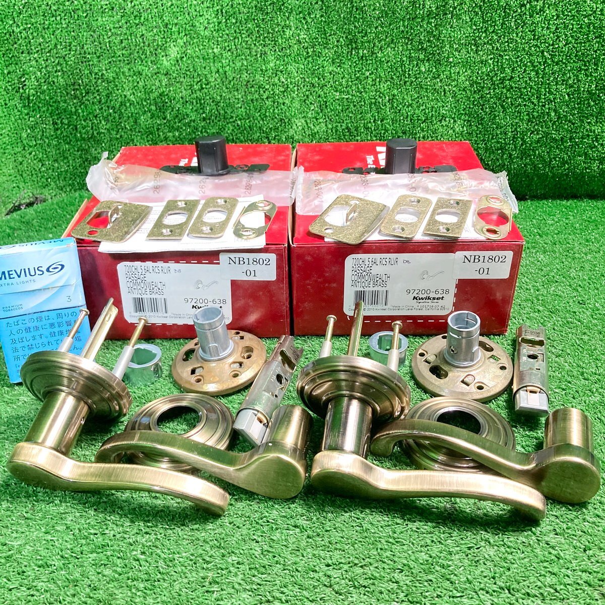匠清.J535 クイックセット/KWIKSET コモンウェルス 720CHL空錠■適応扉厚35～45mm レバーハンドル アンティークブラス色★計2組セット
