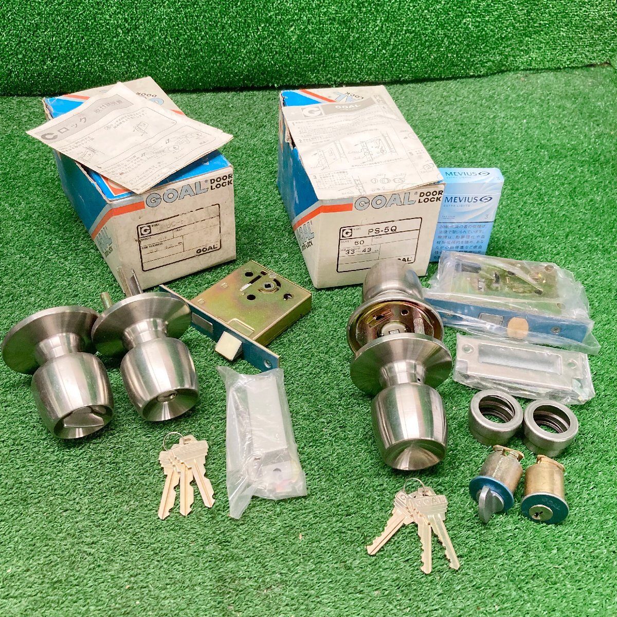 ヤ落Q334 GOAL ドアノブセット 握り玉 ■PS-5Q バックセット60mm 扉厚33～43mm■UC-5Q バックセット64mm 扉厚33～43mm ★2個セット