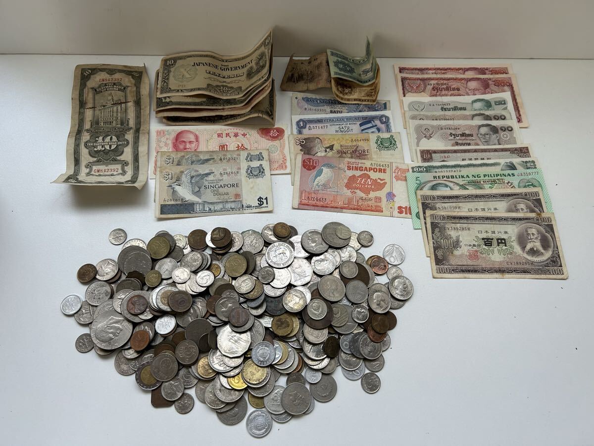 ⑥【S】硬貨 紙幣 貨幣 古銭 コイン 外国 古札 コレクション まとめ 大量