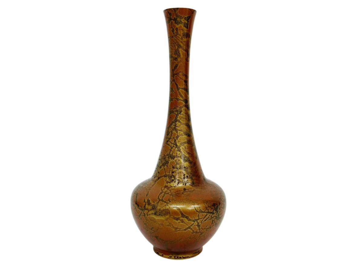 【在銘】高岡銅器 剛章 作 鋳銅 鶴首花瓶 一輪挿し 花器 華道具 茶道具 伝統工芸品 胴 金属 HS260604