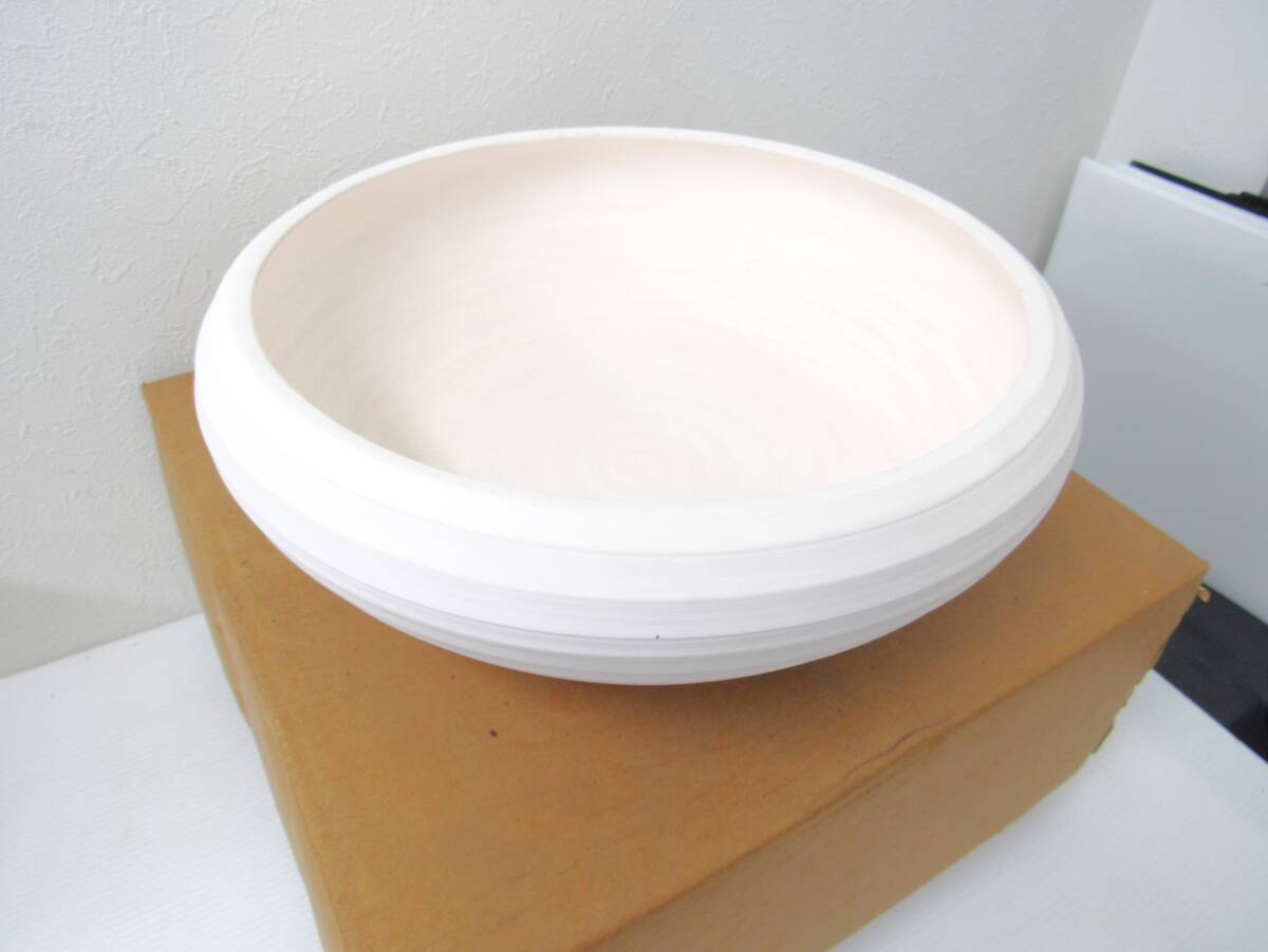 茶道具 巴半田焙烙 白素焼 共箱 炉用 大サイズ 口径約35.5cm 灰器 炭道具 廻り炭 炭所望 HG260604