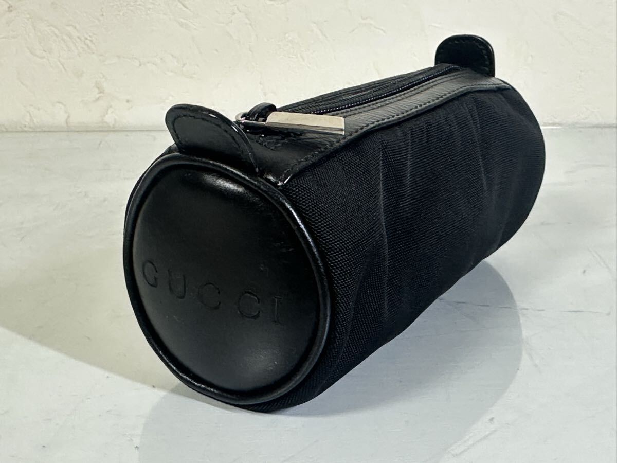 GUCCI グッチ 筒型ミニポーチ 筆入れ 化粧ポーチ ナイロン ブラック レディース 鞄 ブランドバッグ