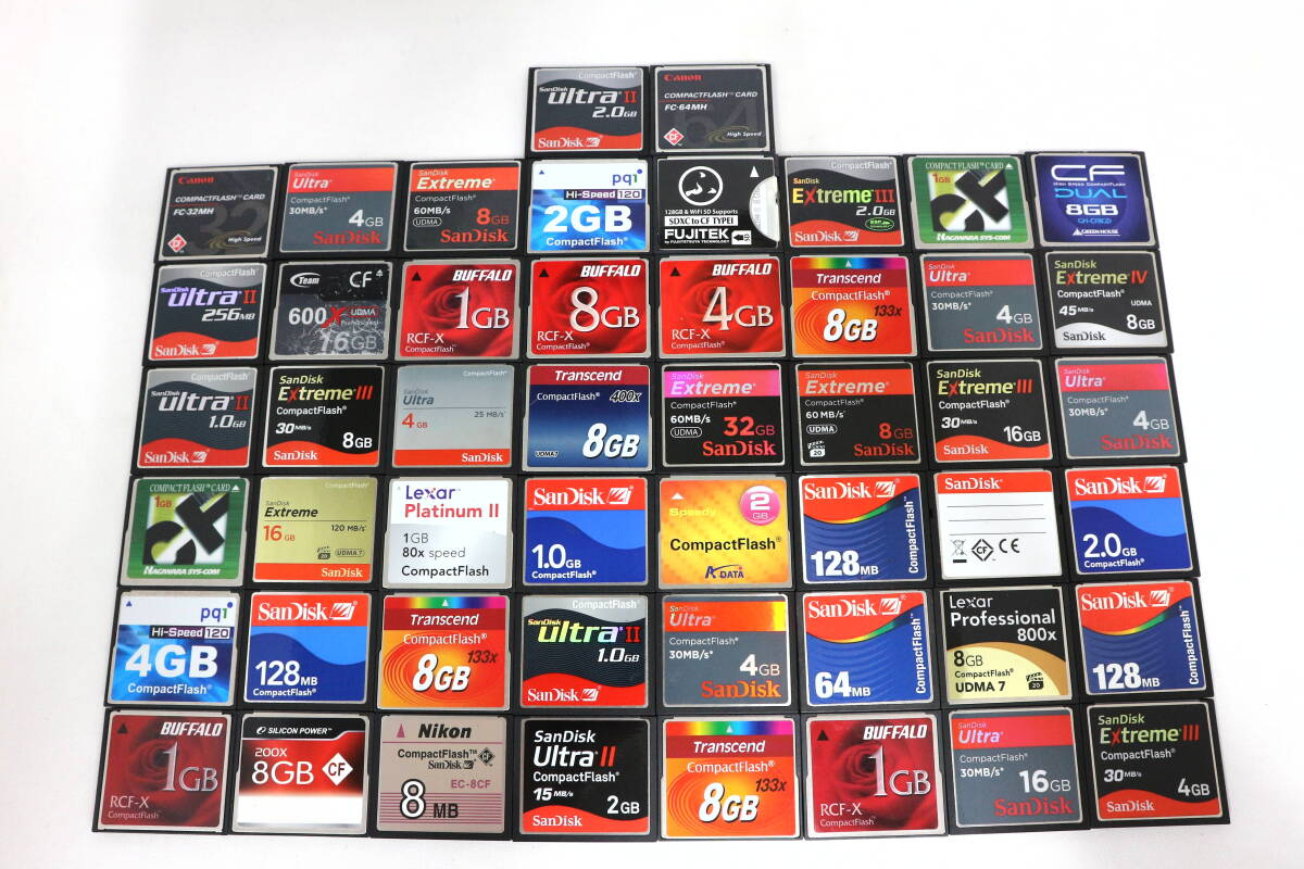 【大量】コンパクトフラッシュ CFカード 50枚 まとめ売り Sandisk サンディスク BUFFALO バッファロー 大容量多数 中古 現状品 Y387