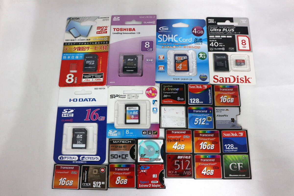 【大量】SD コンパクトフラッシュ CFカード アダプター まとめ Sandisk サンディスク BUFFALO バッファロー 多数 中古 現状品 Y394