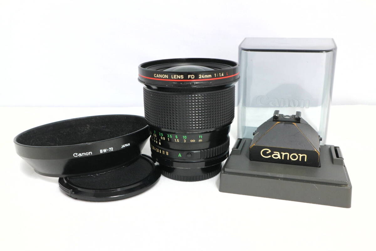【希少】CANON FD 24mm F1.4 L / EYE LEVEL FINDER FN 大口径 広角 単焦点 レンズ アイレベルファインダー 現状品 Y395