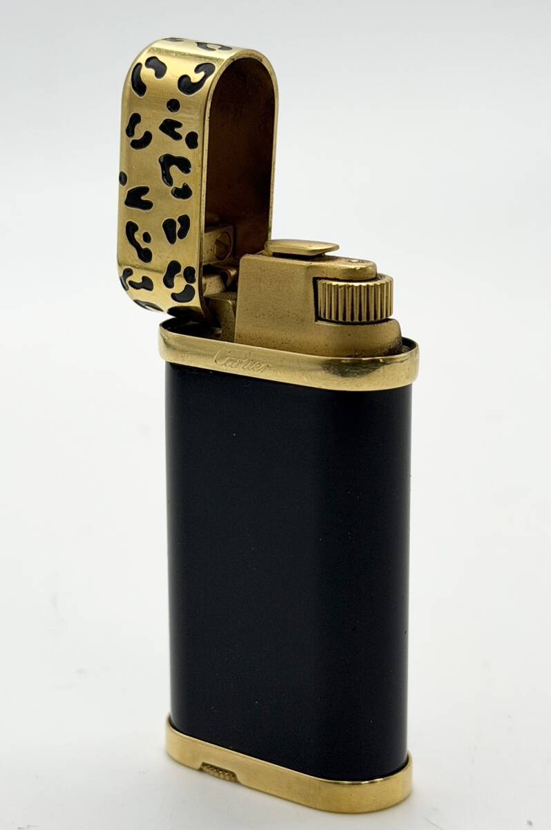 【1円スタート】☆喫煙具☆ ◆現状品◆　Cartier　カルティエ　ガスライター　パンテール　ブラック　ゴールド　レオパード