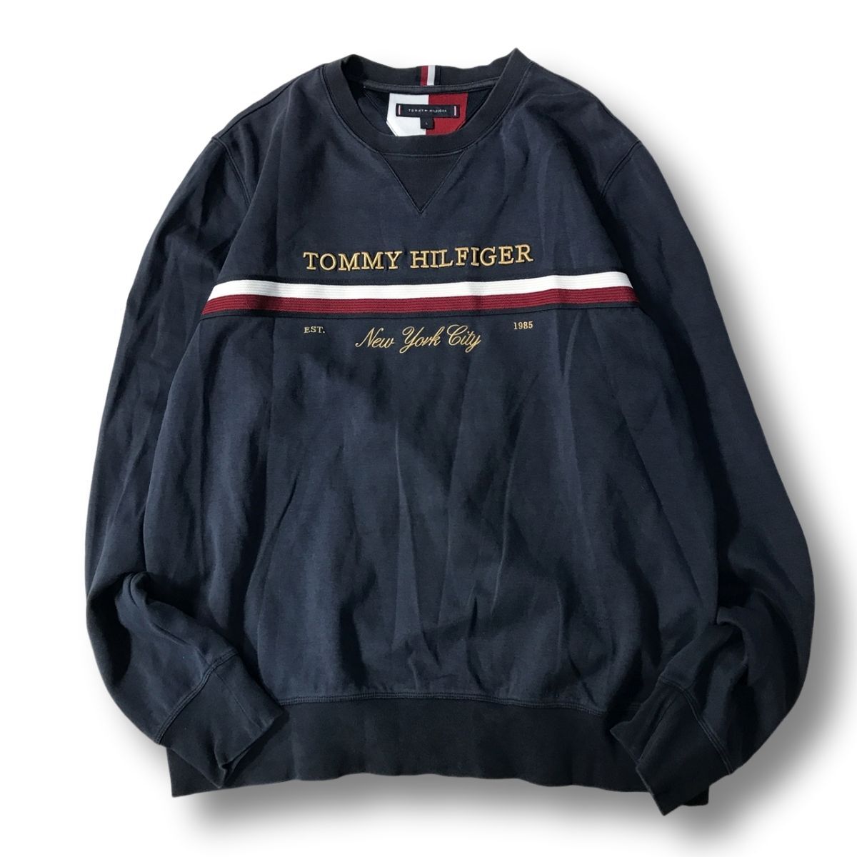 《オススメ◎》TOMMY HILFIGER トミーヒルフィガー★ロゴ*トレーナー*スウェット*ネイビー*サイズL(MA12063)◆S80