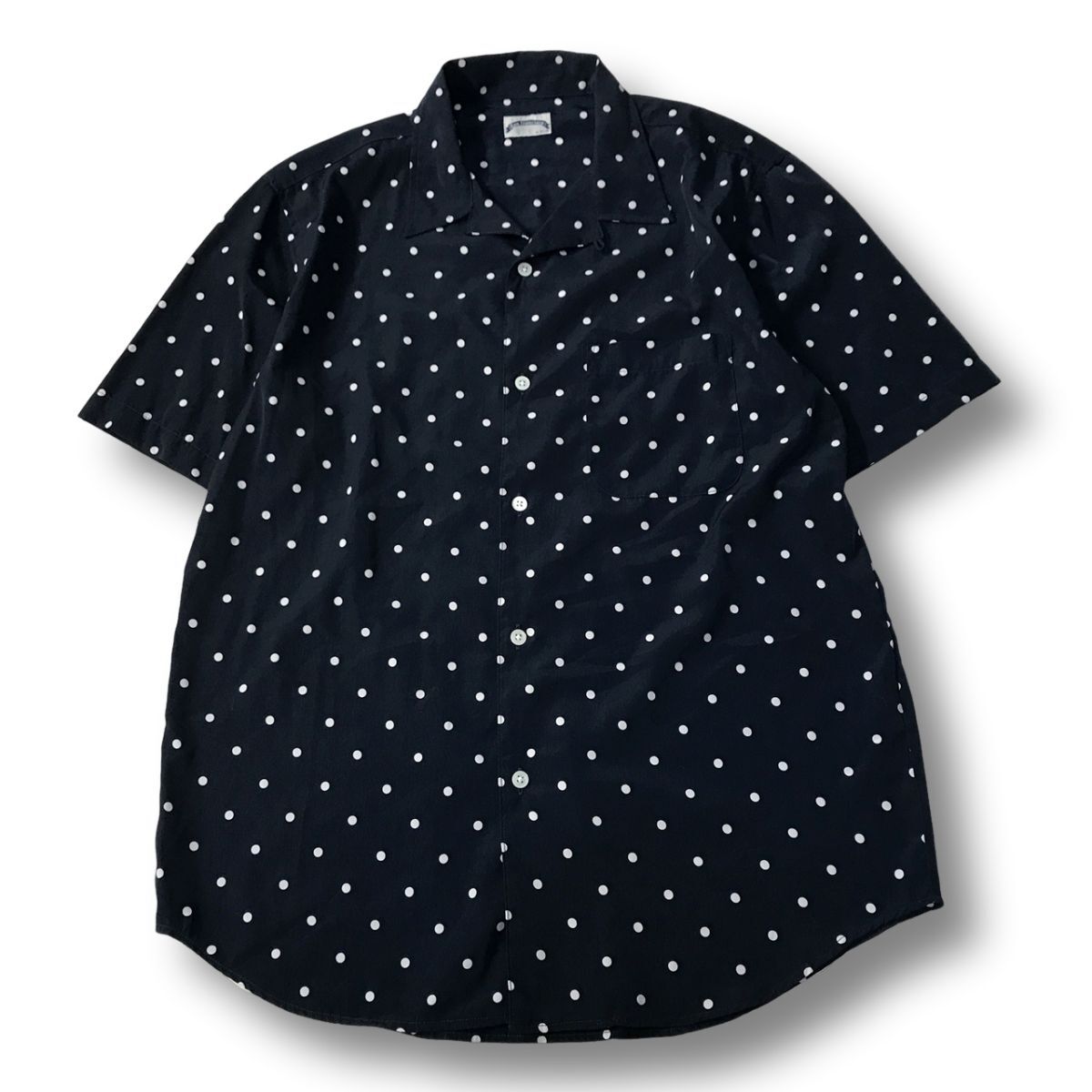 《良品◎》San Francisco サンフランシスコ聖林公司★日本製*ドット柄*水玉*半袖シャツ*ネイビー/ホワイト*サイズM(MS5592)◆NP