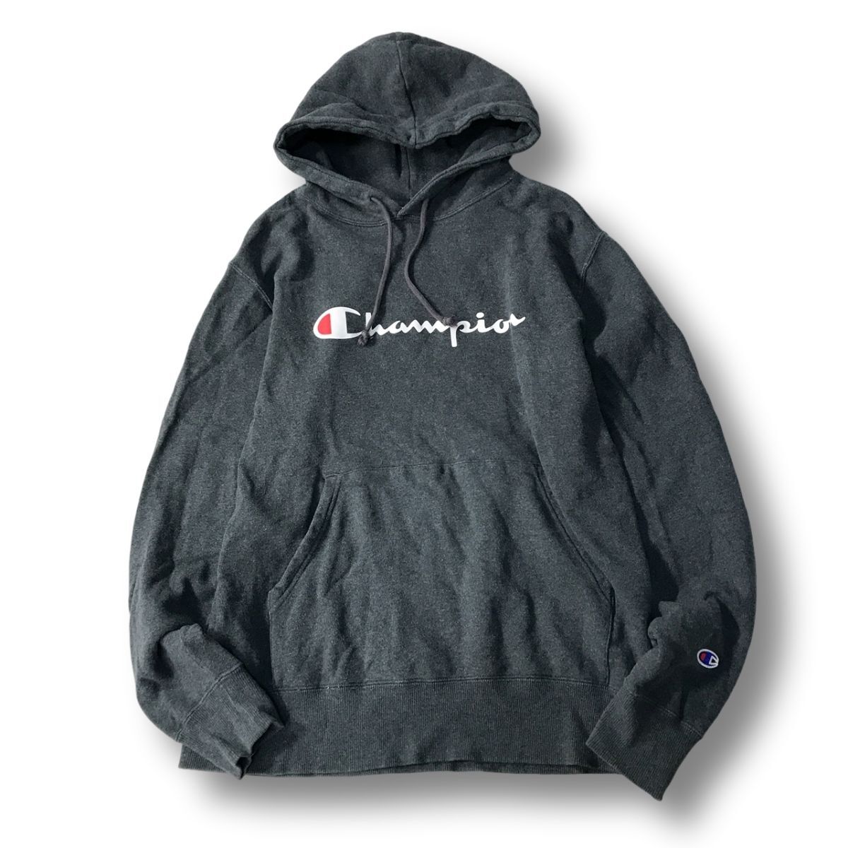 《良品◎》Champion チャンピオン★ロゴデザイン*フーディー*プルオーバー*パーカー*グレー*サイズXL(MA12104)◆S80