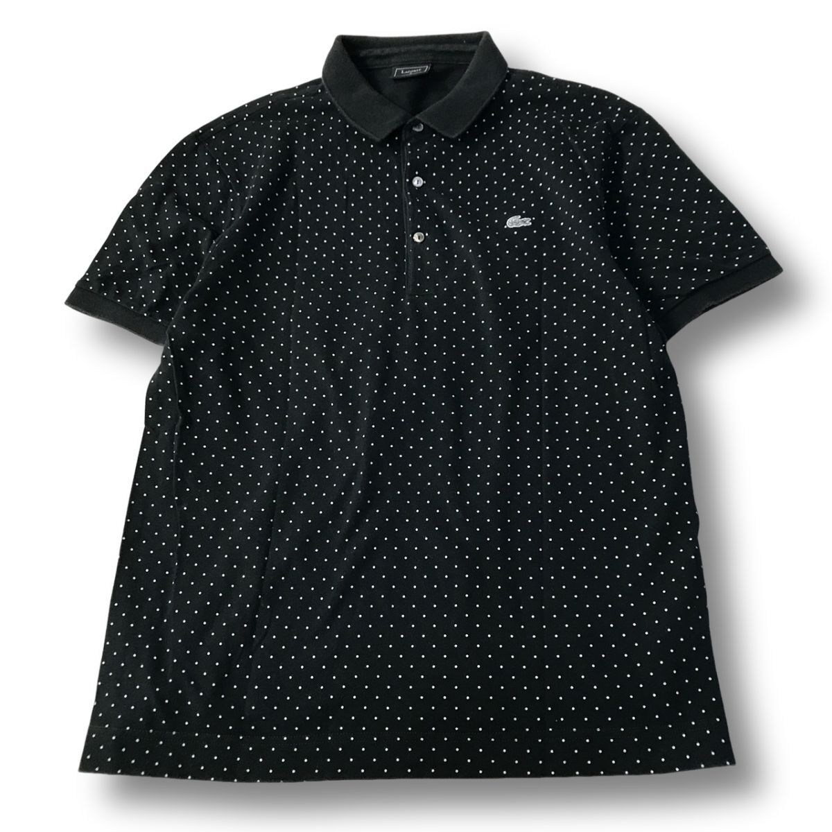 《オススメ◎》LACOSTE ラコステ★日本製*ドット柄*半袖ポロシャツ*ブラック/ホワイト*サイズ4(MS5669)◆S60