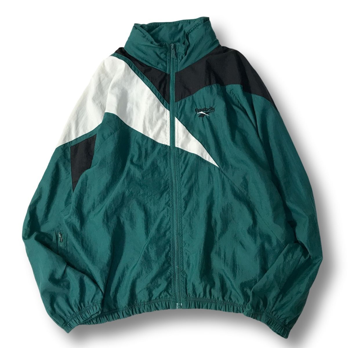 《良品◎》REEBOK リーボック★ナイロンジャケット*ブルゾンジャケット*グリーン/ブラック*サイズL(MA12115)◆S60