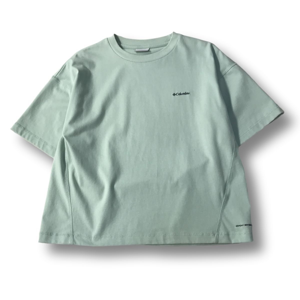 《良品◎》Columbia コロンビア★ロゴデザイン*半袖Tシャツ*カットソー*アウトドア*パステルグリーン*サイズM(MS5700)◆NP