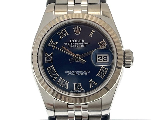 ROLEX ロレックス デイトジャスト26 179174 腕時計 K18WG/ステンレススチール ブルーローマン文字盤 レディース 自動巻き【中古】472